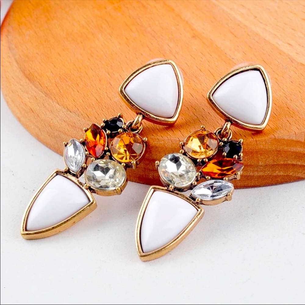 White + Gold Drop Earrings